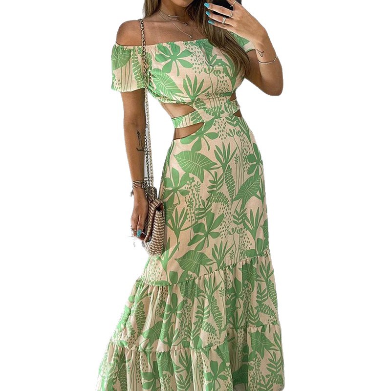 Women's Off-Shoulder Floral Print Maxi Dress
