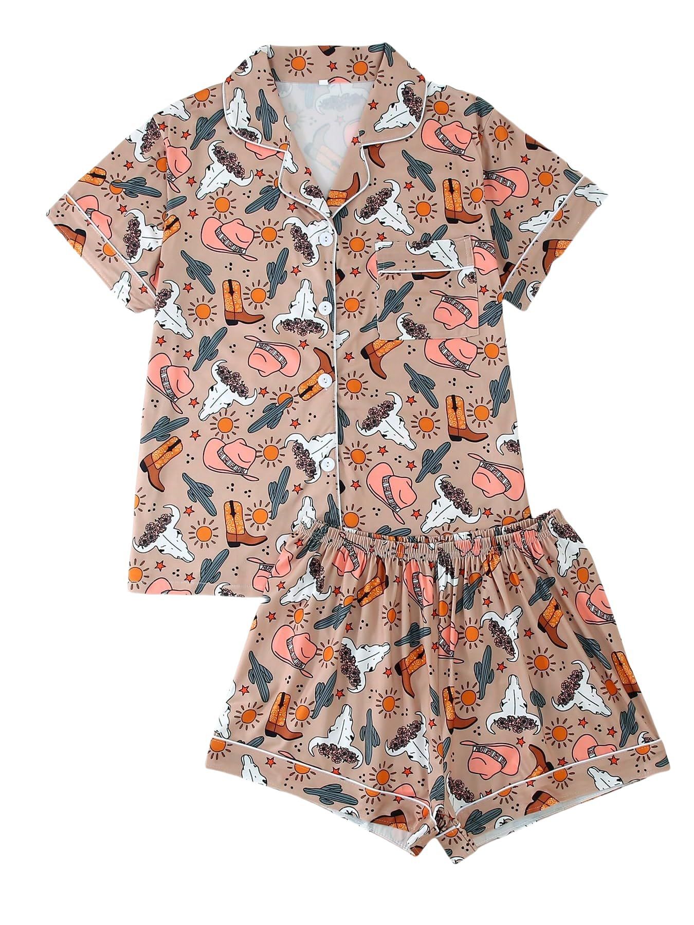 Women's Summer Hawaiian Print Short Sleeve Shirt Set