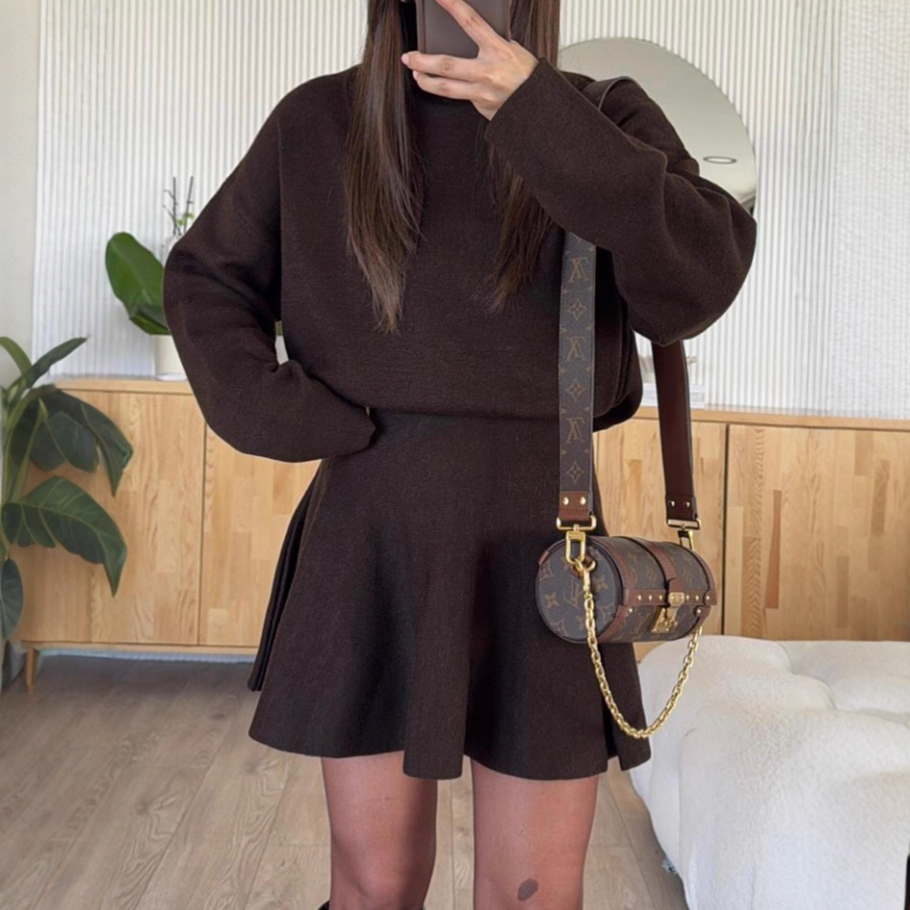 Women's Casual Sweater and Mini Skirt Two-Piece Set Long Sleeve