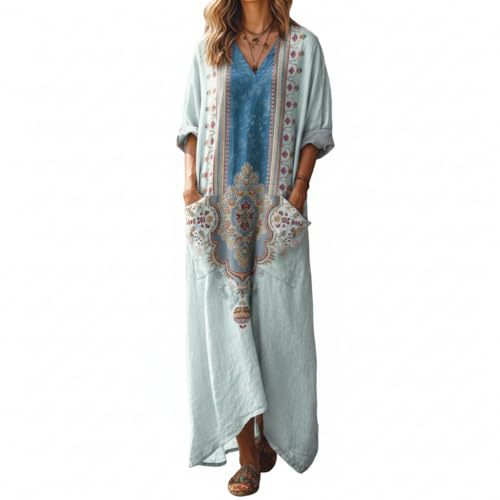Women's Boho A-Line Midi Dress with 3D Print