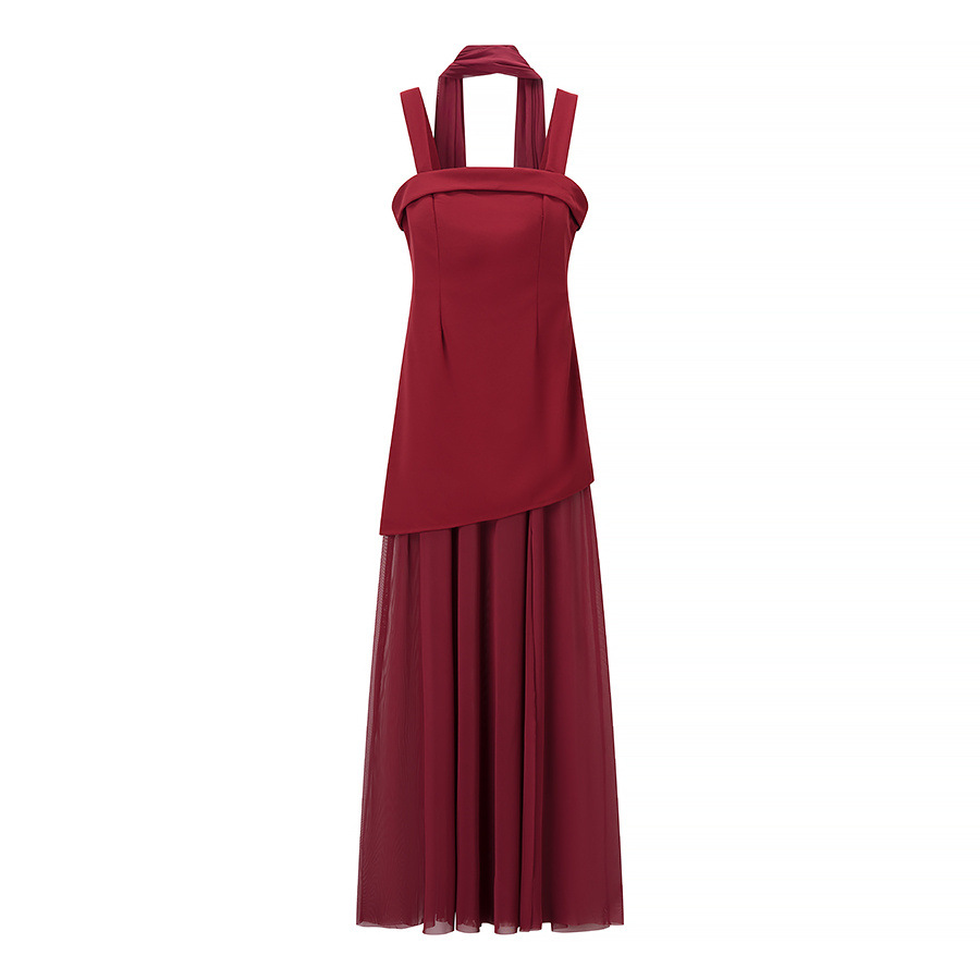 Sexy Open-Back Sleeveless High-Slit Halter Long Dress