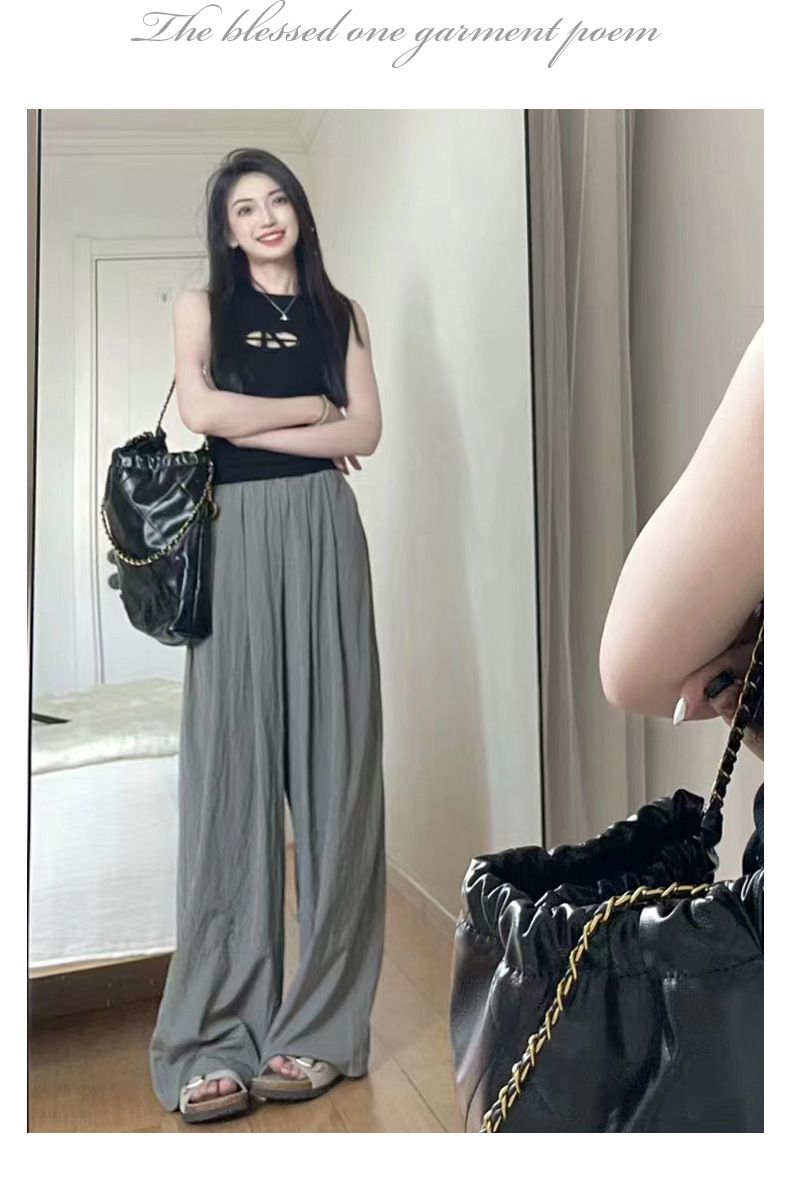 High-Waist Straight-Leg Drapey Loose Casual Pants
