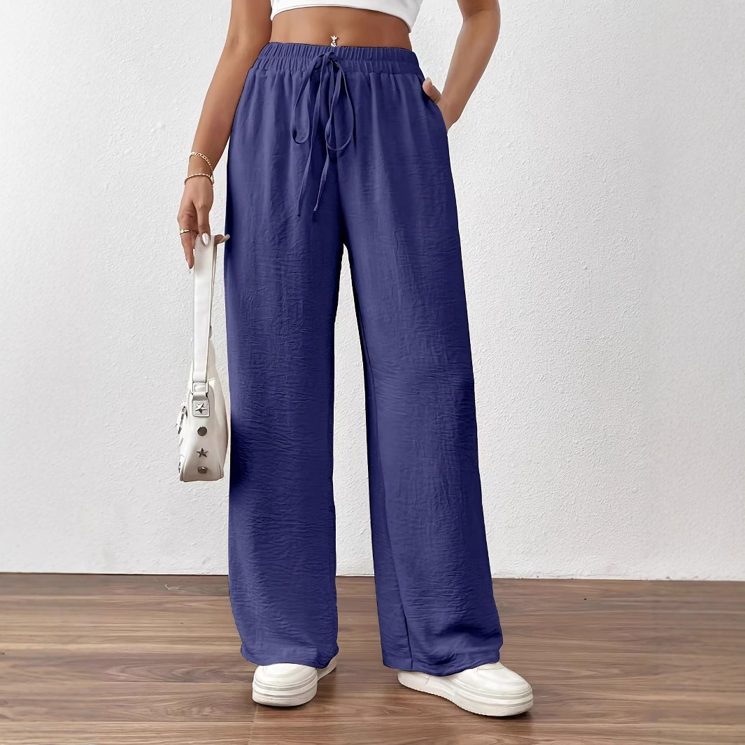 Women's Wide-Leg Lounge Pants with Pockets, Elastic Drawstring Waist, Lightweight