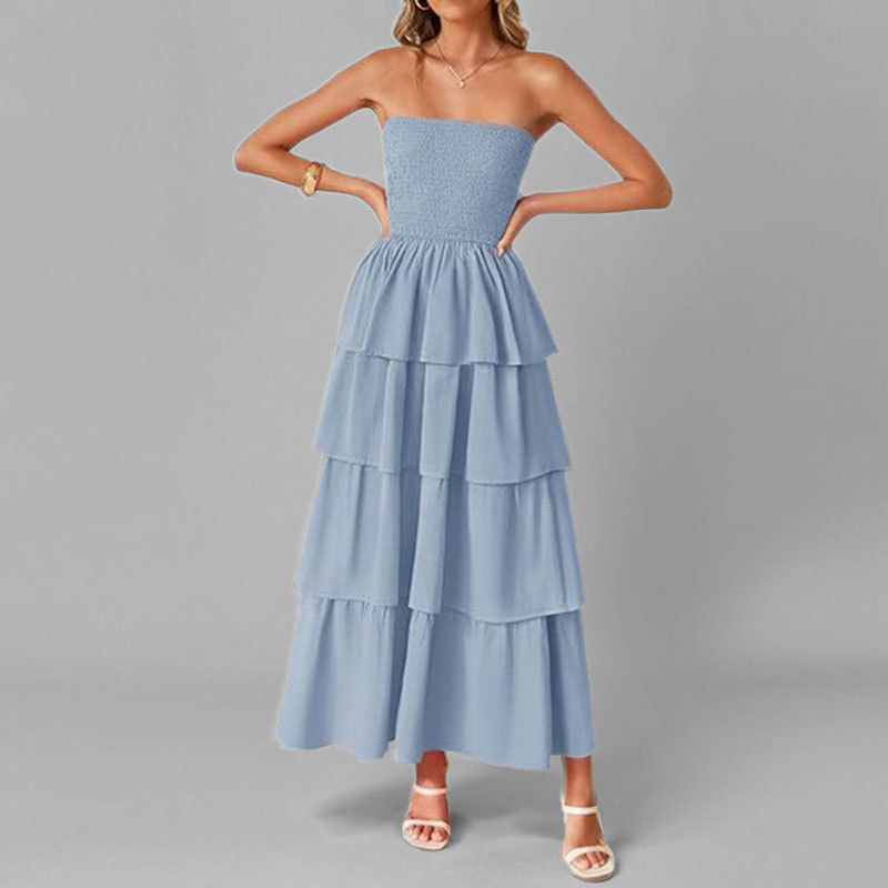 Women's Elegant Spaghetti Strap Open Back Slit Dress
