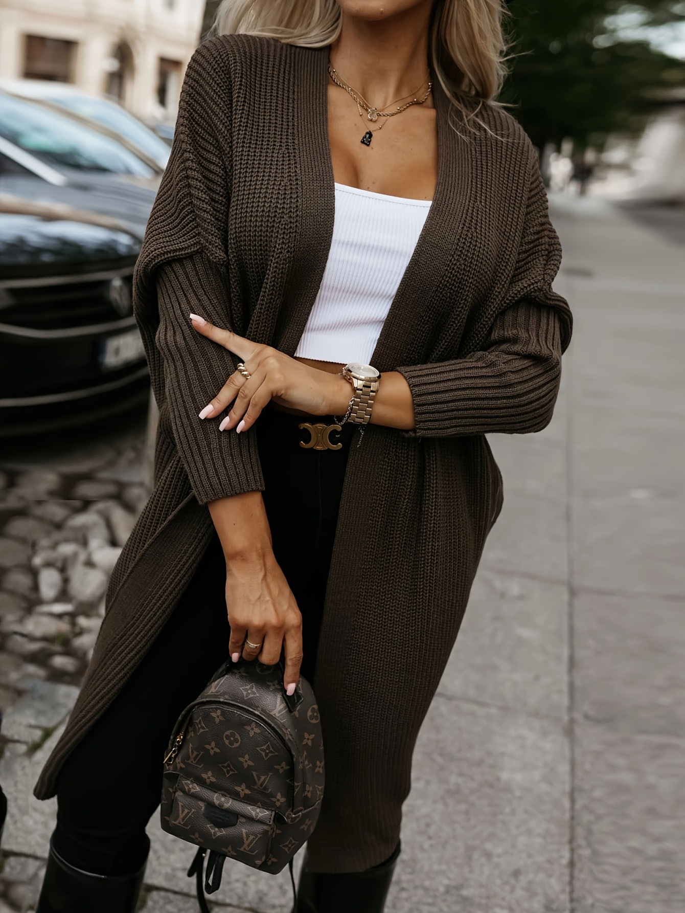Women's Loose Knit Cardigan Sweater Coat