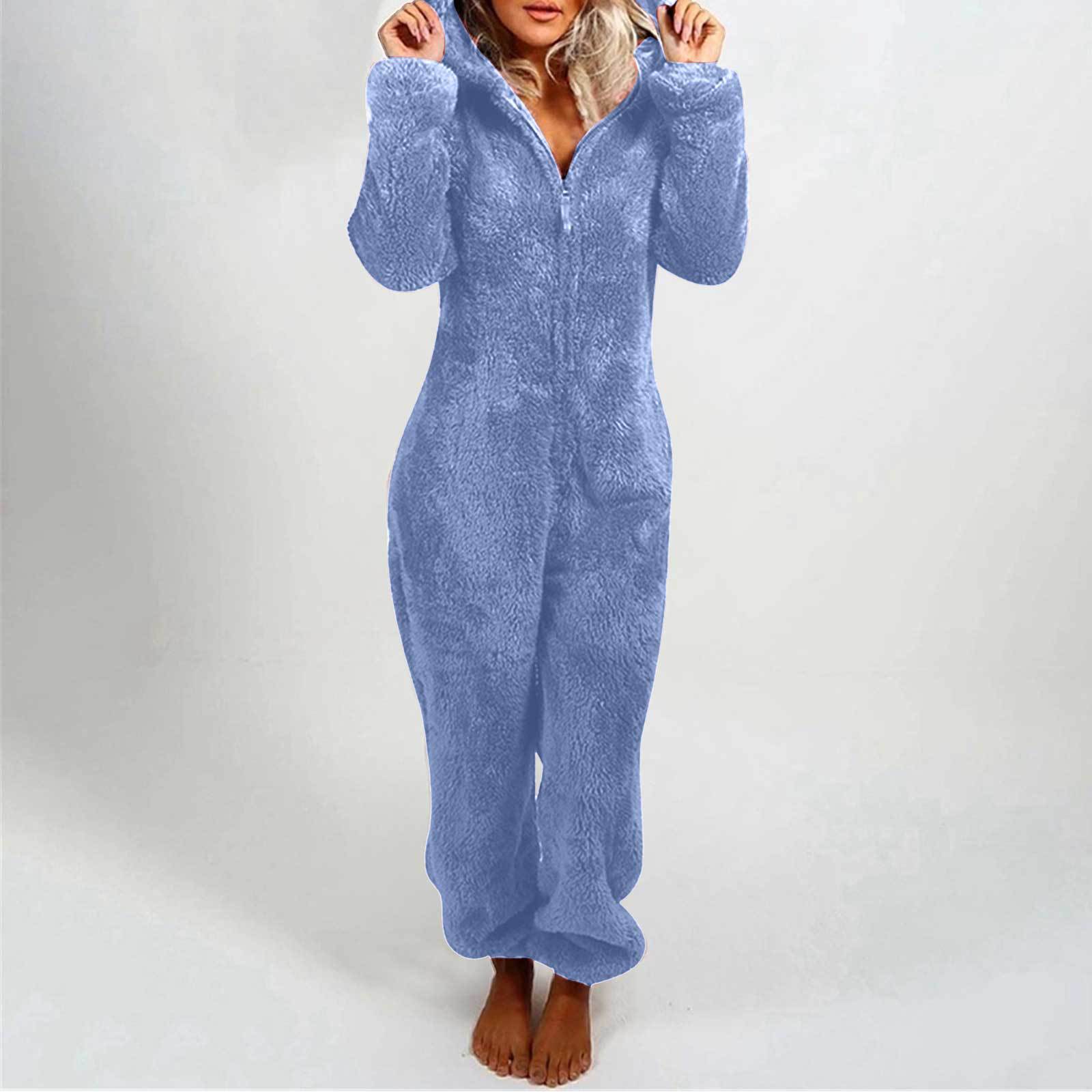 Women's Fleece-Lined Hooded Onesie Pajama