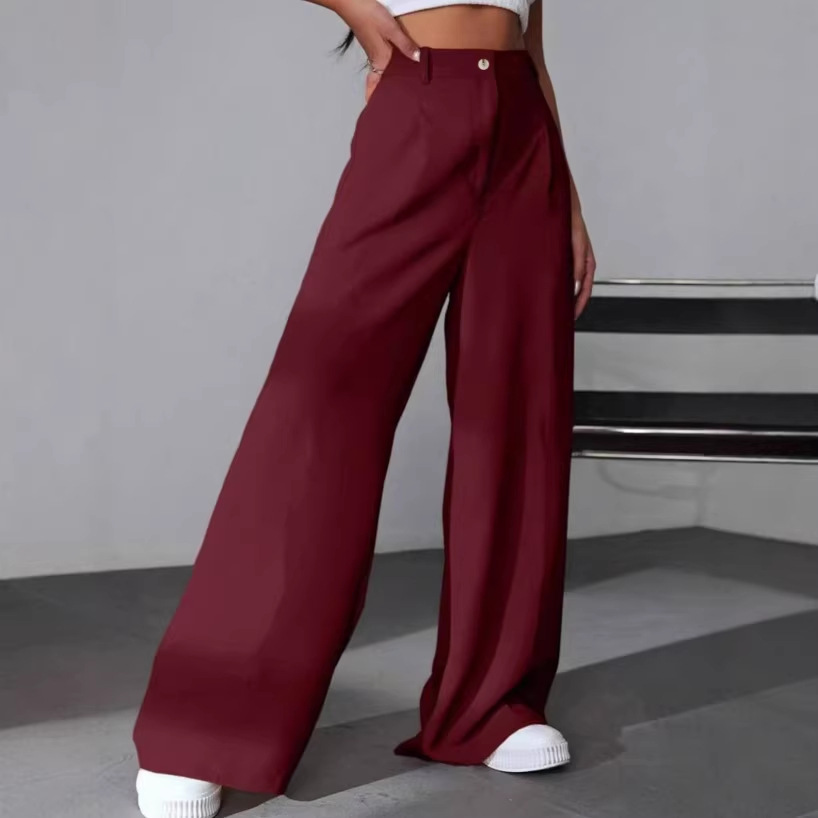 Women's Solid Straight-Leg High-Waist Suit Pants