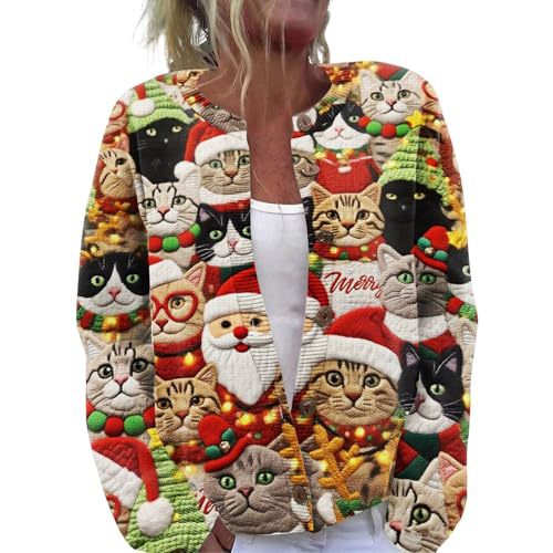 Women's Christmas Santa Print Cardigan Sweater