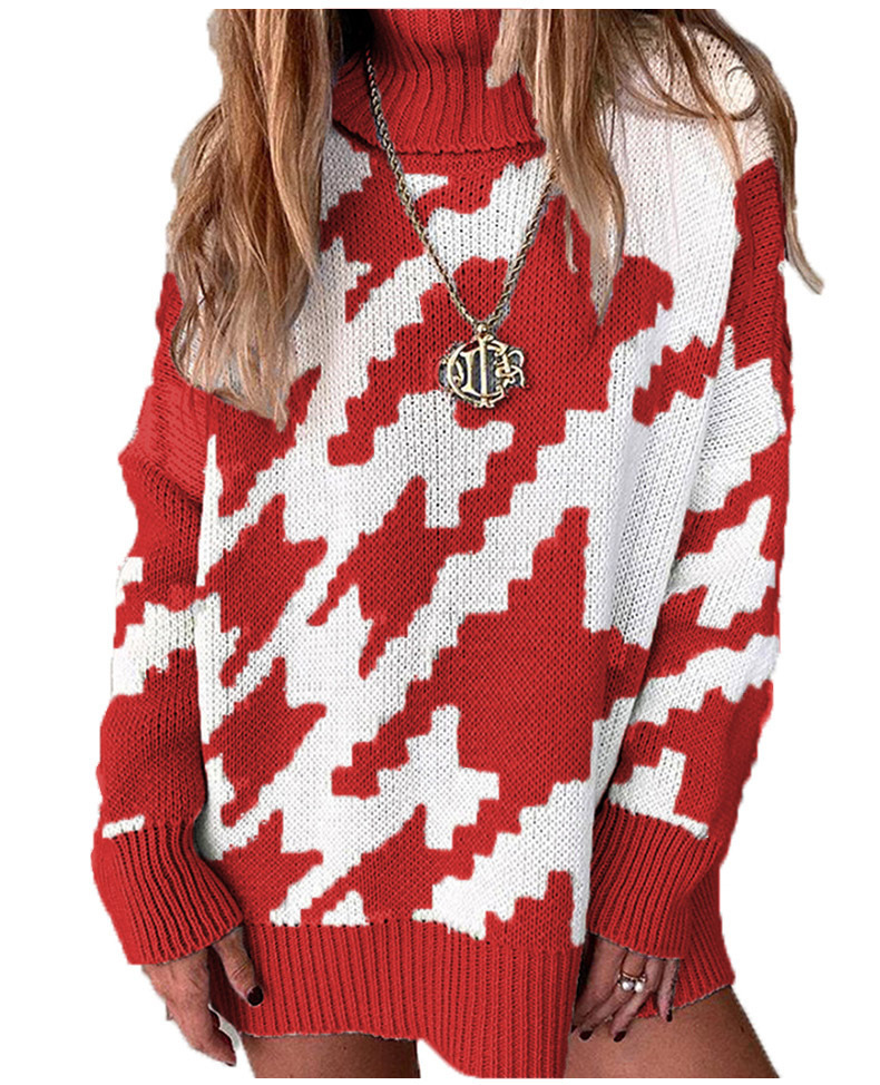 Women's Color-Block Collared Midi Knit Sweater