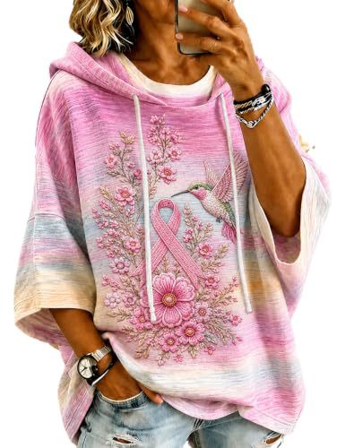 Women's Ribbon Floral Bird Print Casual Hoodie