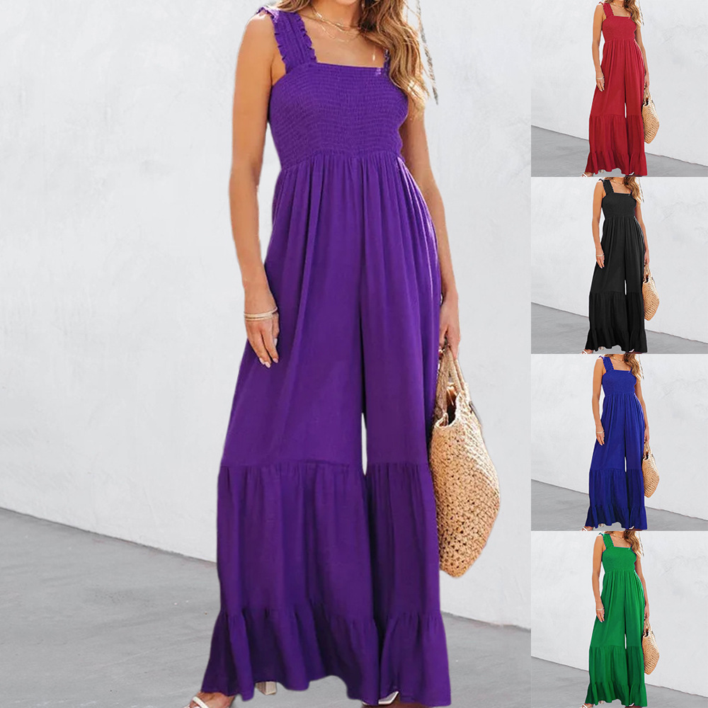 Women's High-Waist Sleeveless Jumpsuit with Straight-Leg Pants