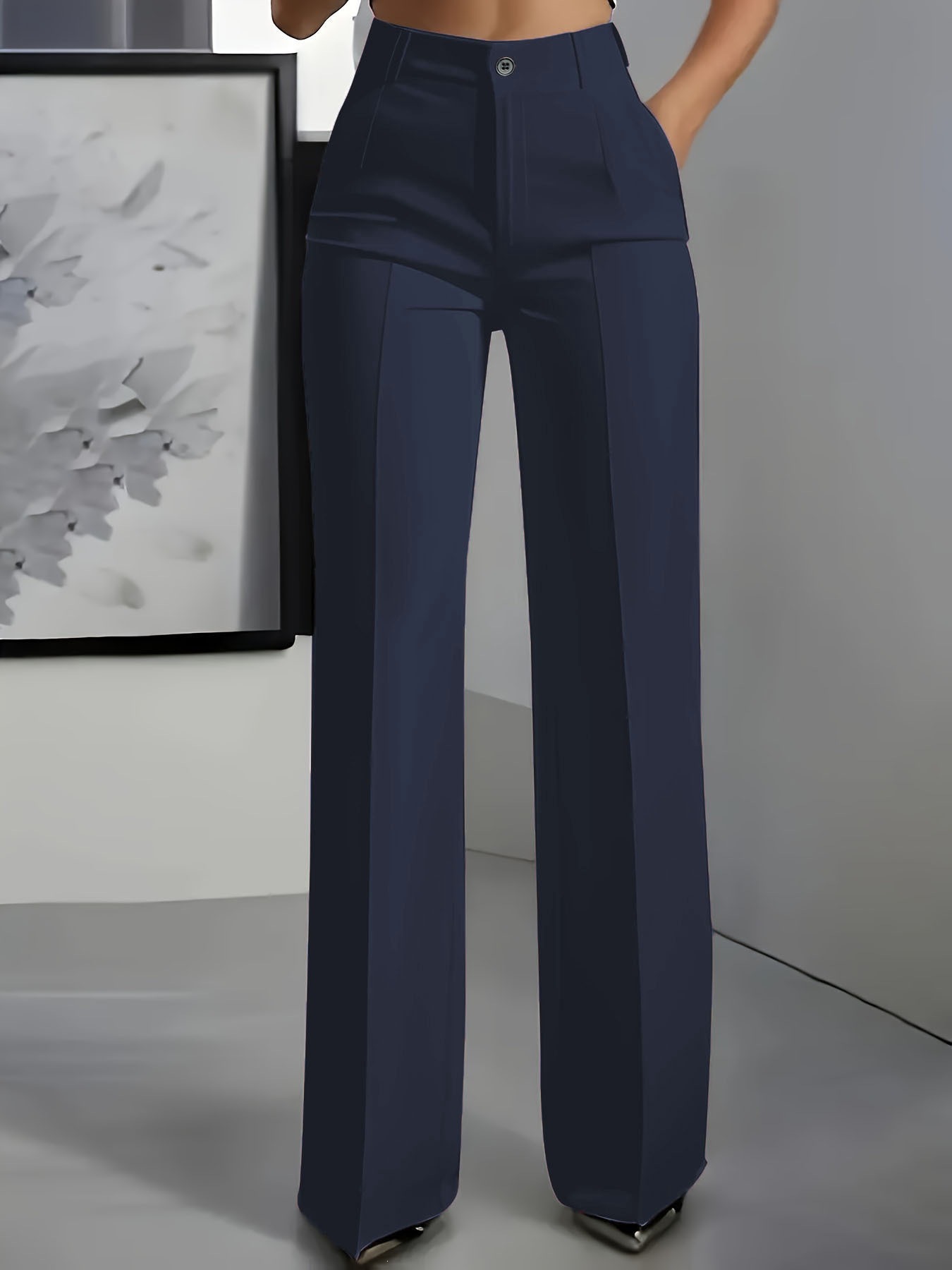 Women's Plus Size High Waist Straight Leg Dress Pants