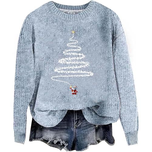 Women's Christmas Tree Light Print Crewneck Sweatshirt