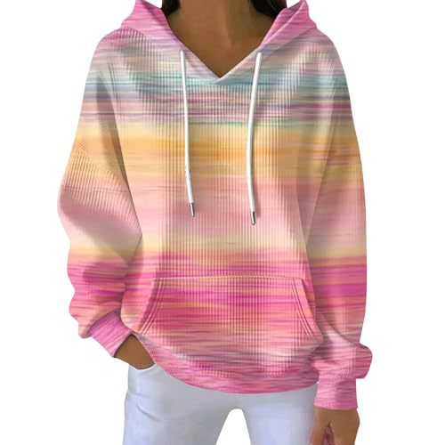 Women's Colorful Striped Print Casual Hoodie