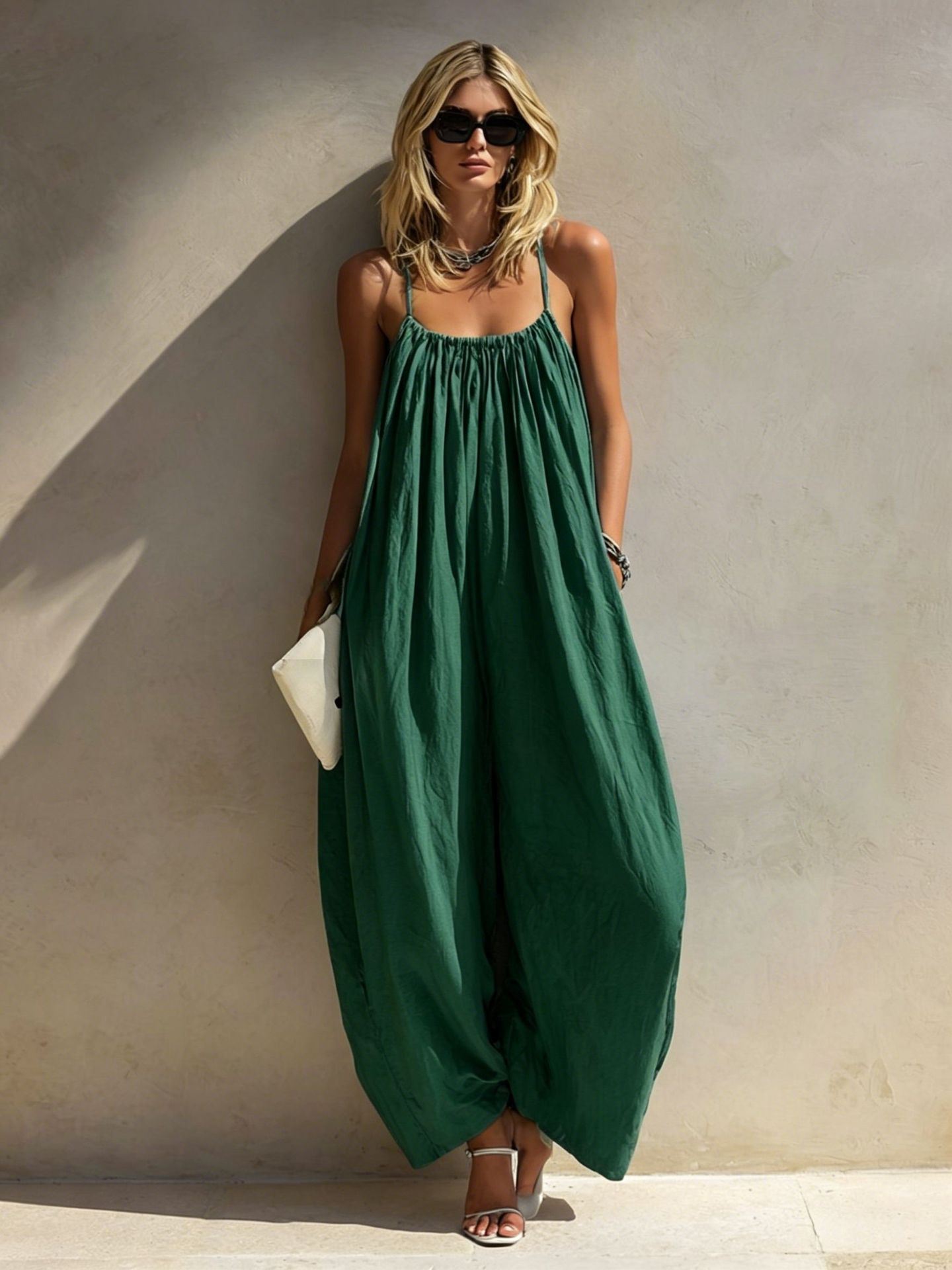 Women's Open-Back Cami Wide-Leg Jumpsuit for Beach Vacation
