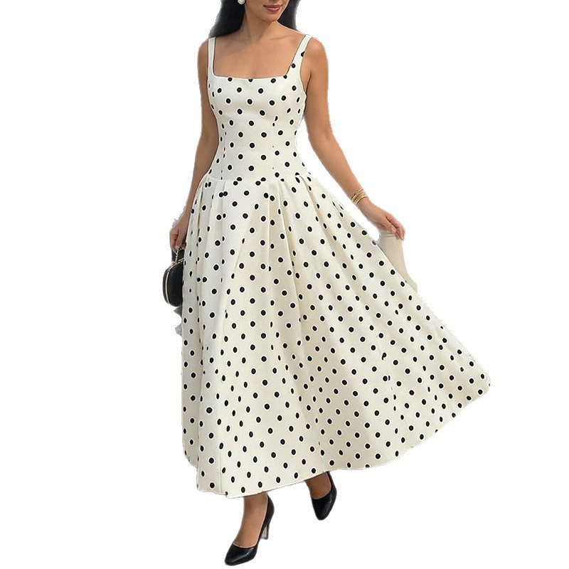 Polka Dot Strapless Vintage Long Dress