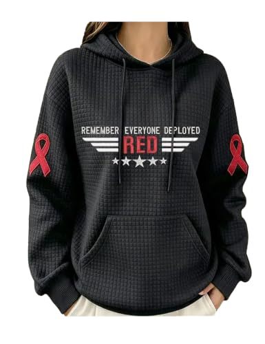 Women's Ribbon American Flag Print Casual Hoodie