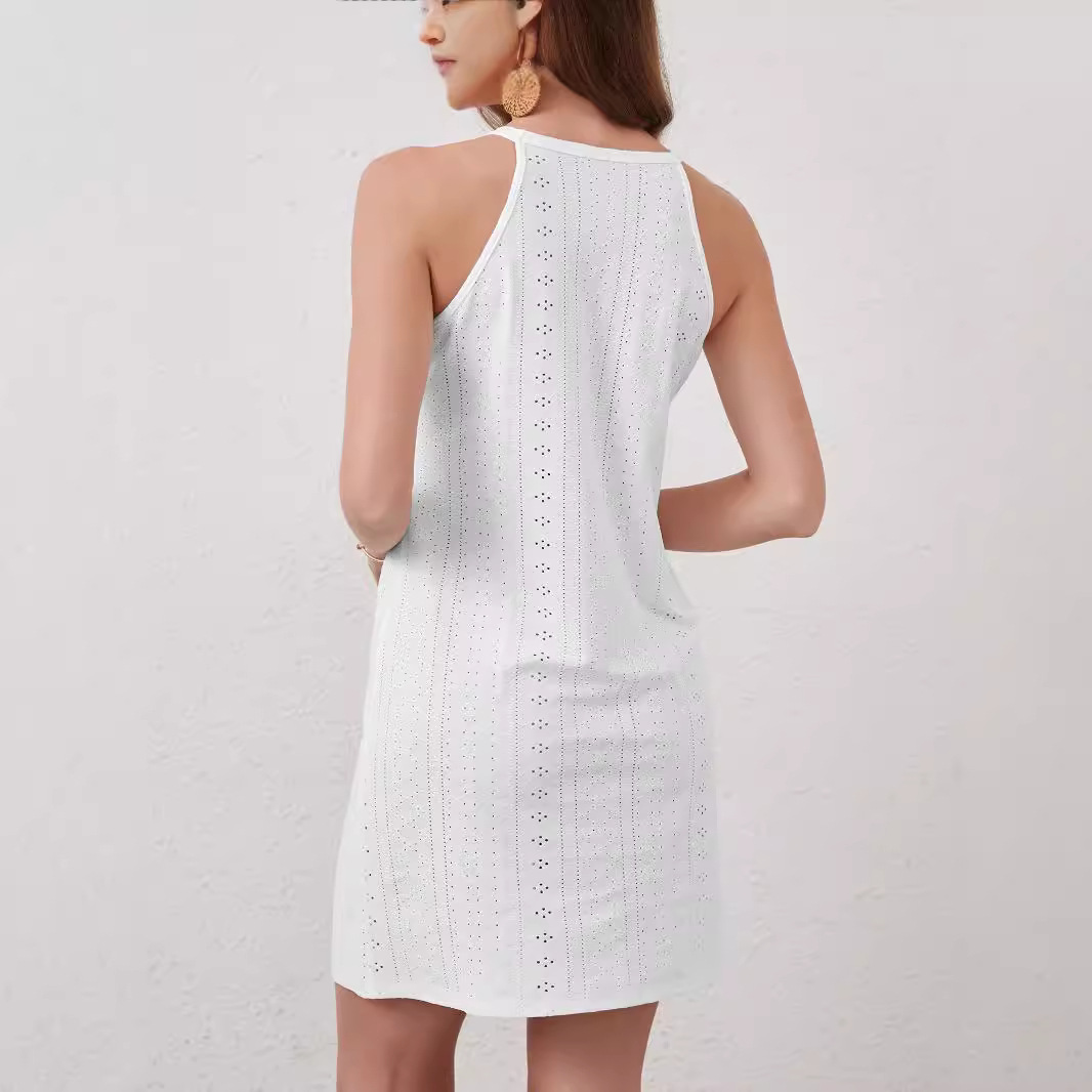 Elegant Solid Lace Spliced Sleeveless Open Back Dress