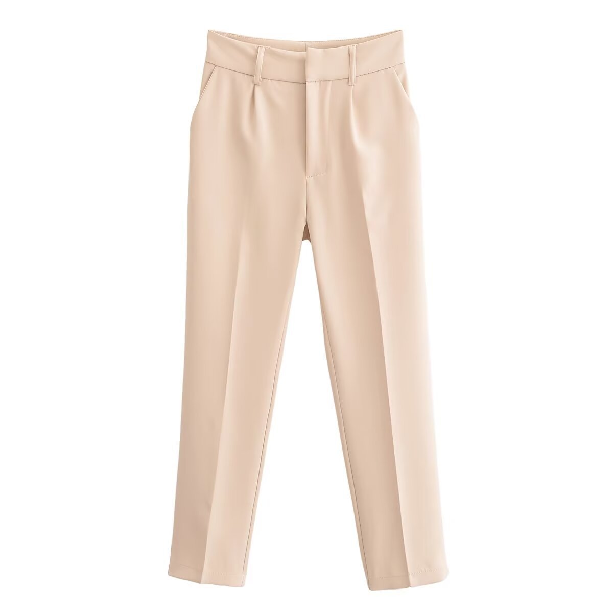 Women's High-Waist Straight-Leg Suit Pants Solid Color Streetwear