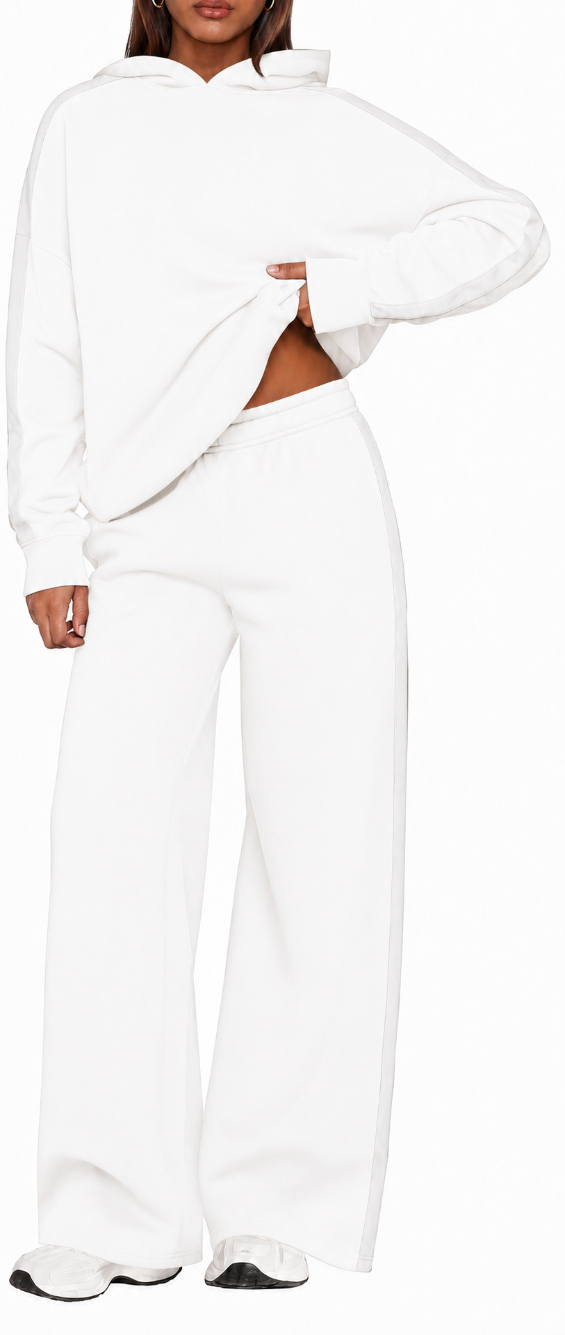 Women's Colorblock Hoodie & Wide-Leg Pants Two-Piece Set