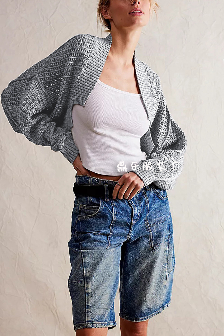 V-Neck Batwing Sleeve Knit Cardigan Sweater for Women
