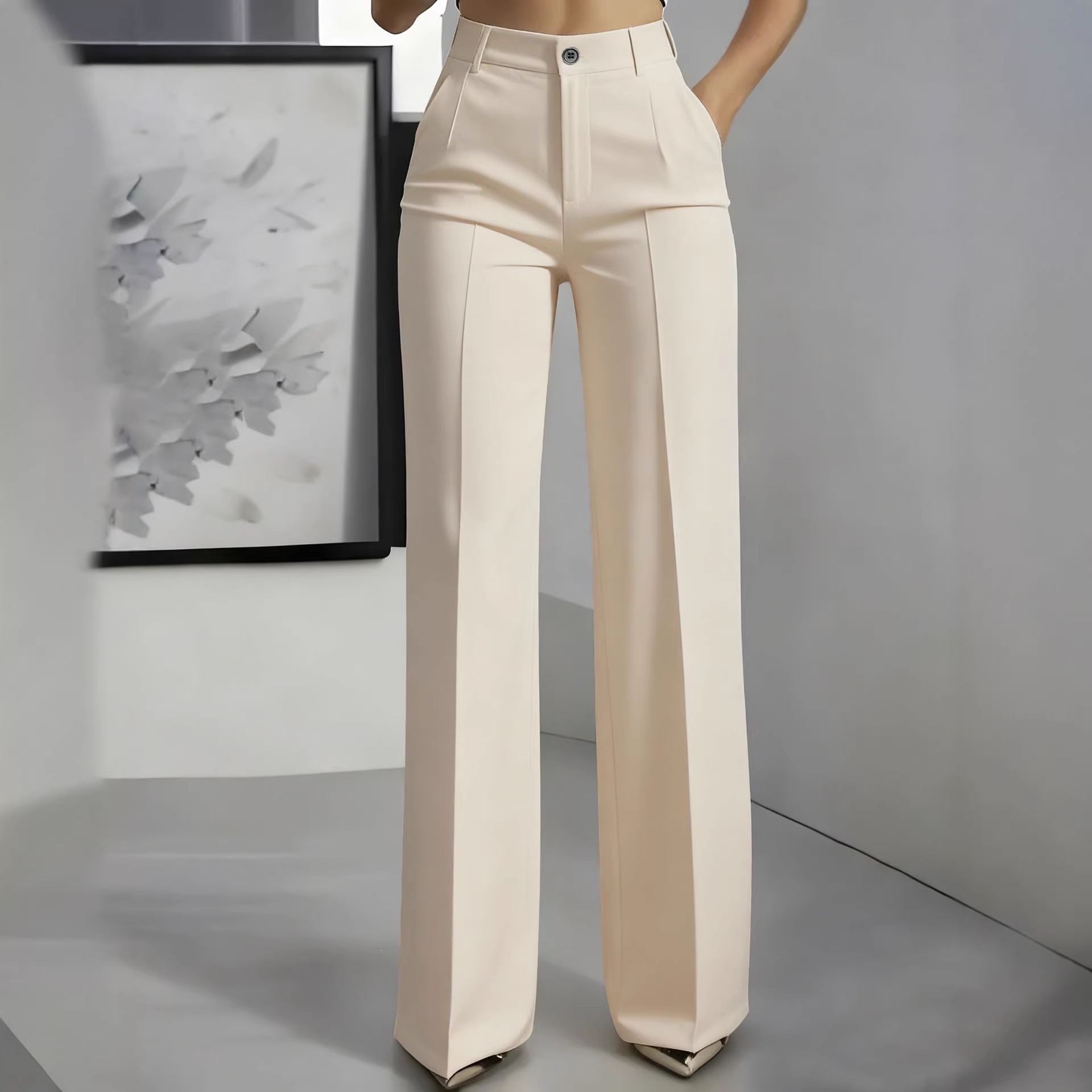 Women's Plus Size High Waist Straight Leg Dress Pants