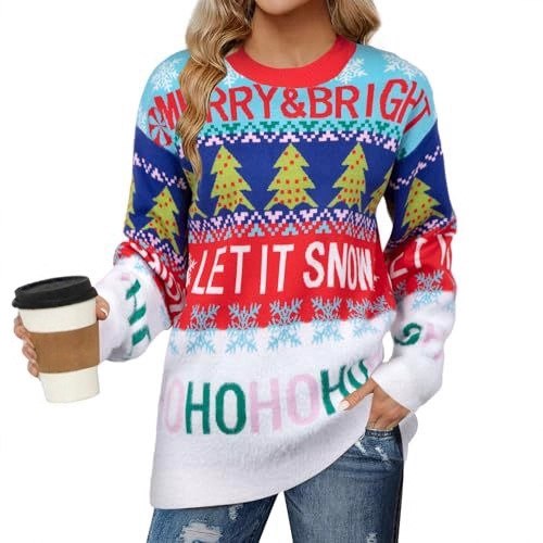 Women's Snowman Reindeer Letter Forest Print Sweatshirt