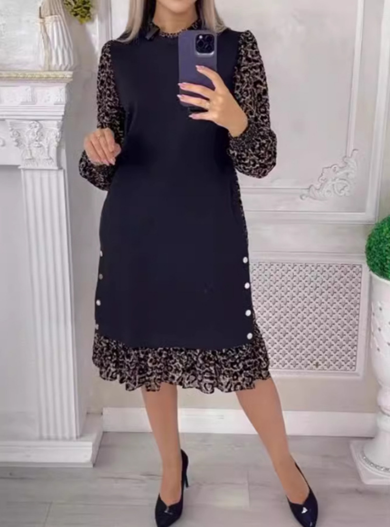 Elegant Long Sleeve Floral Patchwork Dress for Women