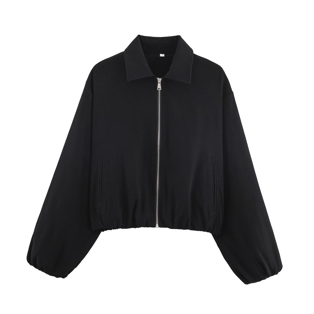 Women's Zip-Up Bomber Jacket with Puff Hem