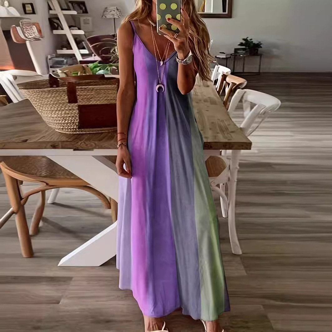Women's Sleeveless Gradient Print Slip Dress