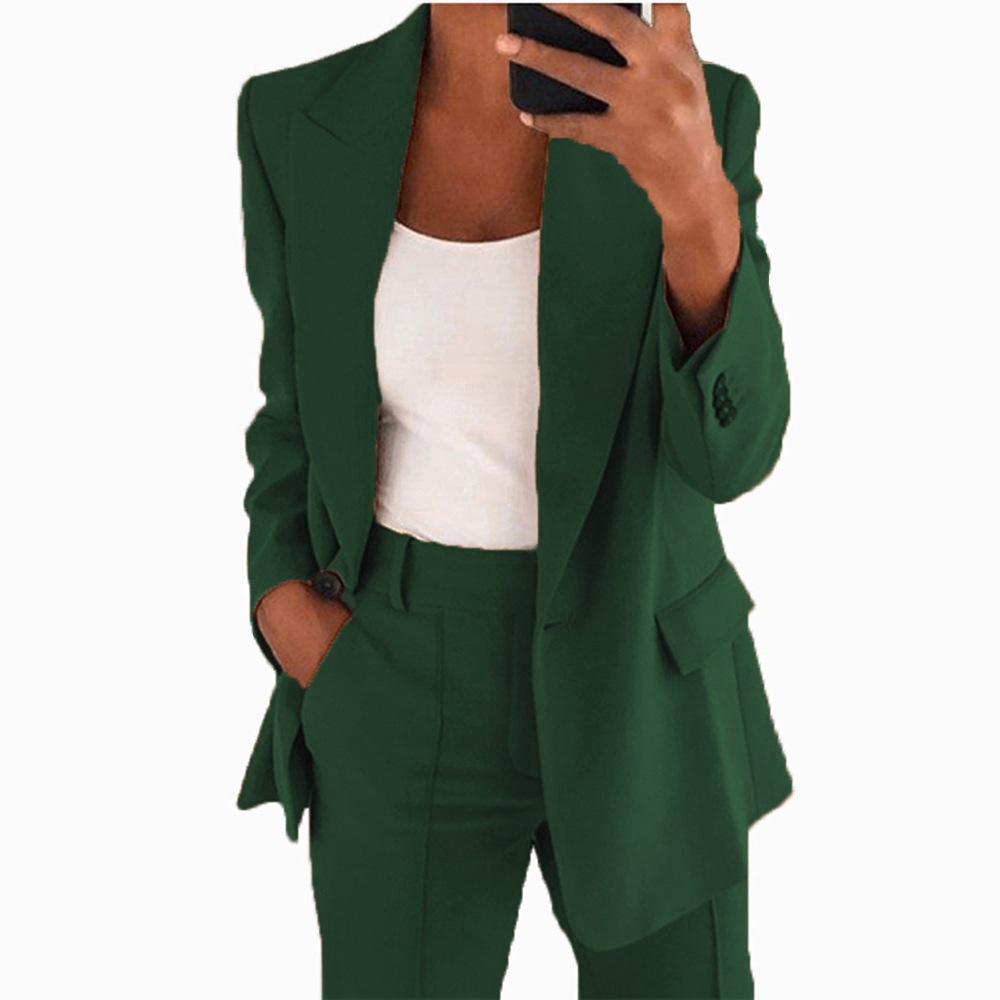 2026 New Cross-Border European & American Fall/Winter Women's Commuter Suit Set – Elegant Long-Sleeve Blazer and Pants Two-Piece Set for Women
