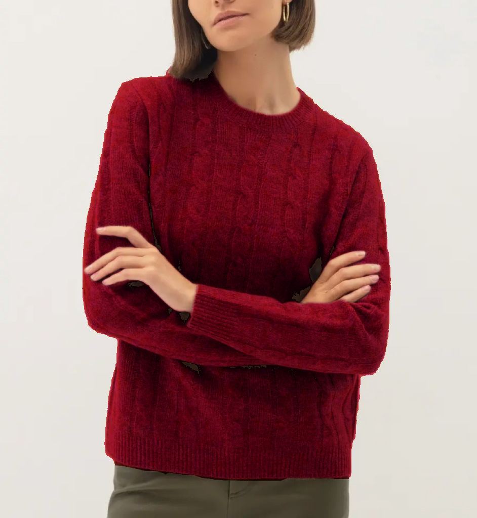 Women's Casual Crewneck Cable Knit Sweater