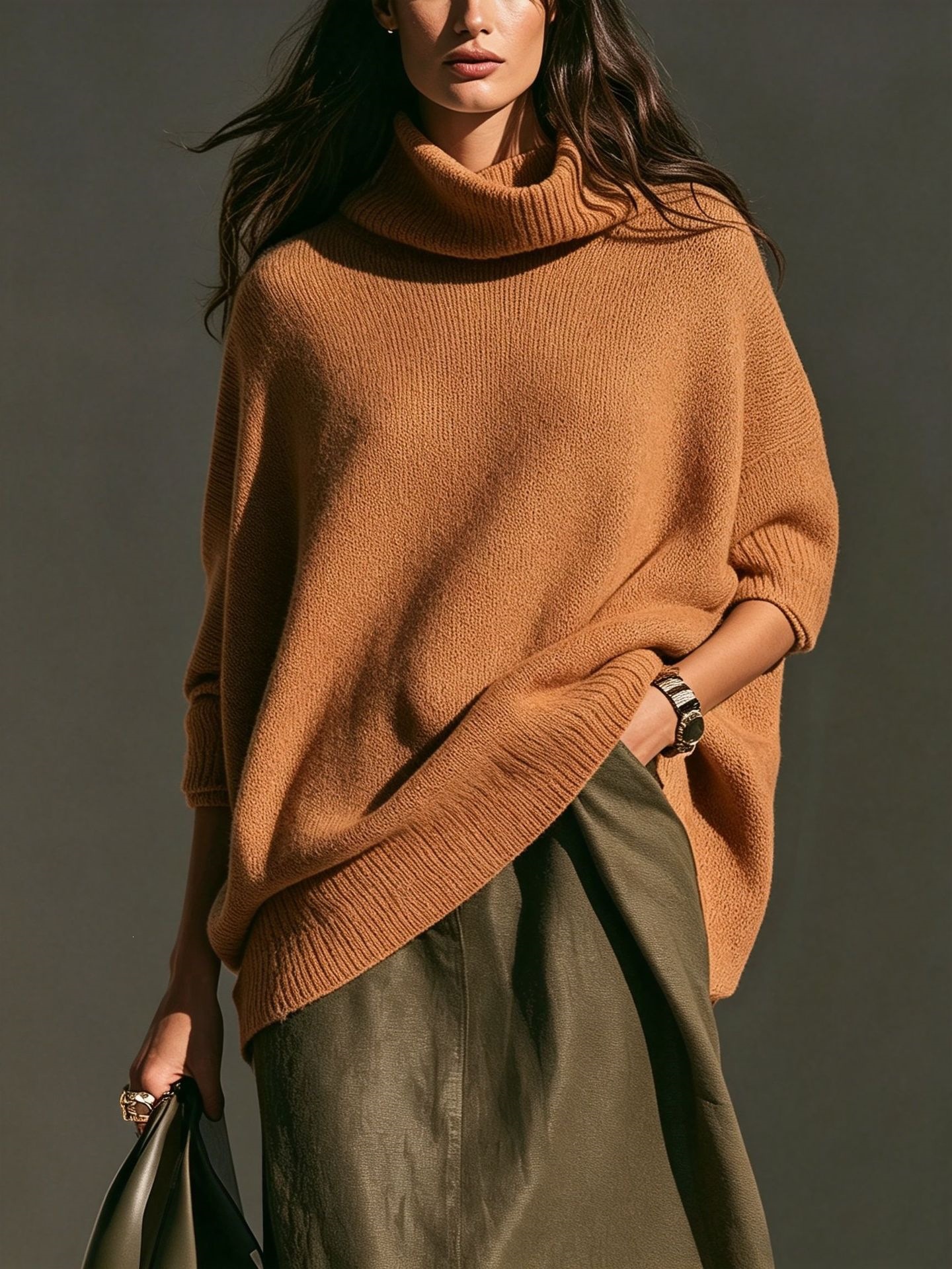 Women's Crewneck Sweater Loose Slouchy Knit Pullover