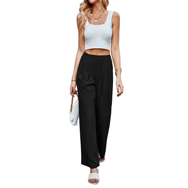 Women's High-Waist Wide-Leg Pleated Pants