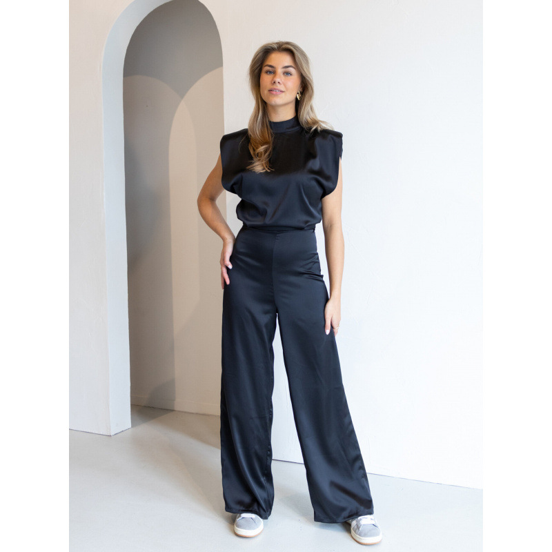 Women's Backless Sleeveless Jumpsuit Solid Color Straight Leg