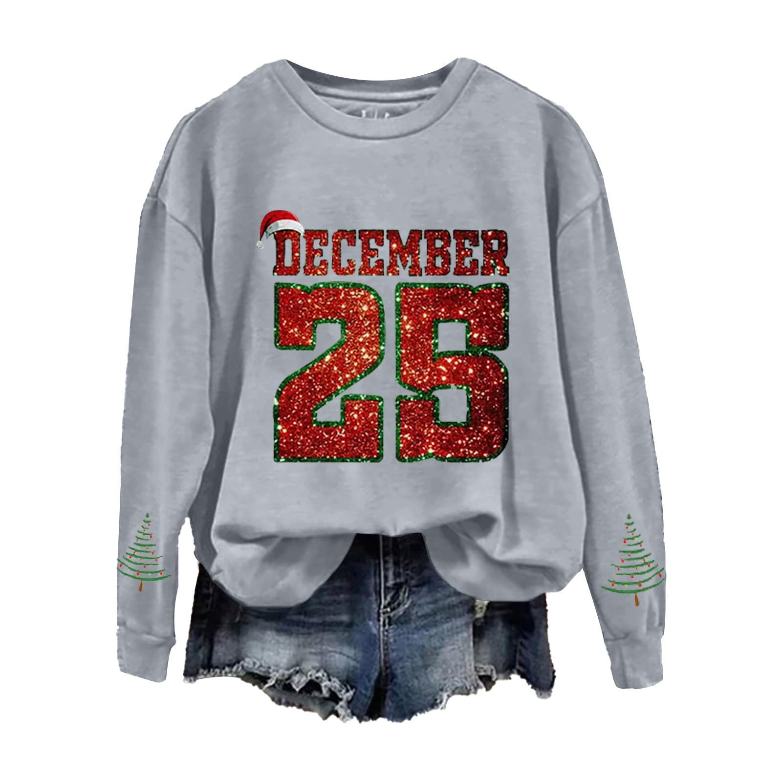 Women's Christmas December Print Crewneck Sweatshirt