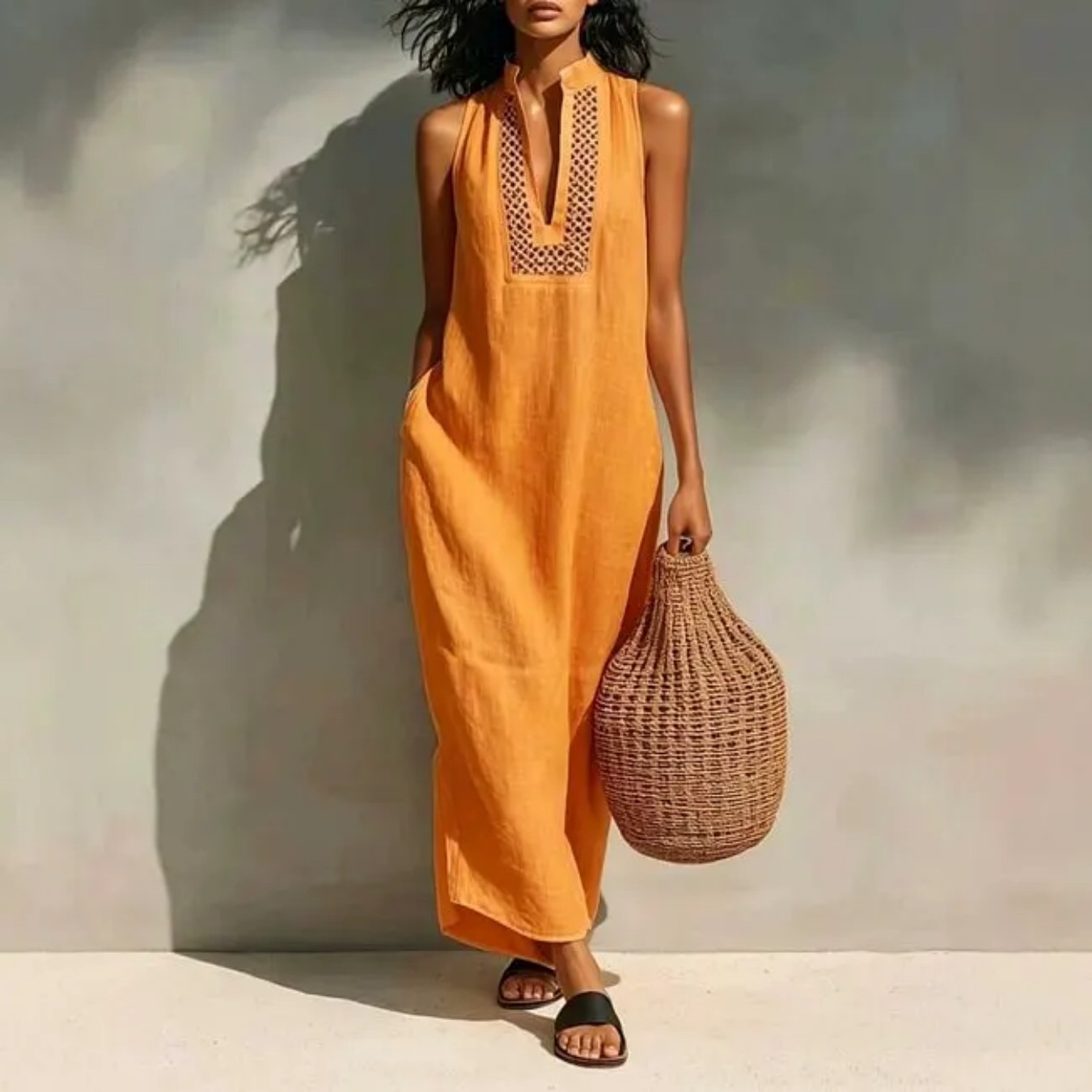 Women's Summer Sleeveless 3D Print Halter Neck Dress