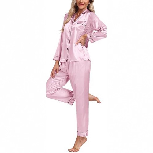 Women's Cuban Collar Long Sleeve Lounge Set