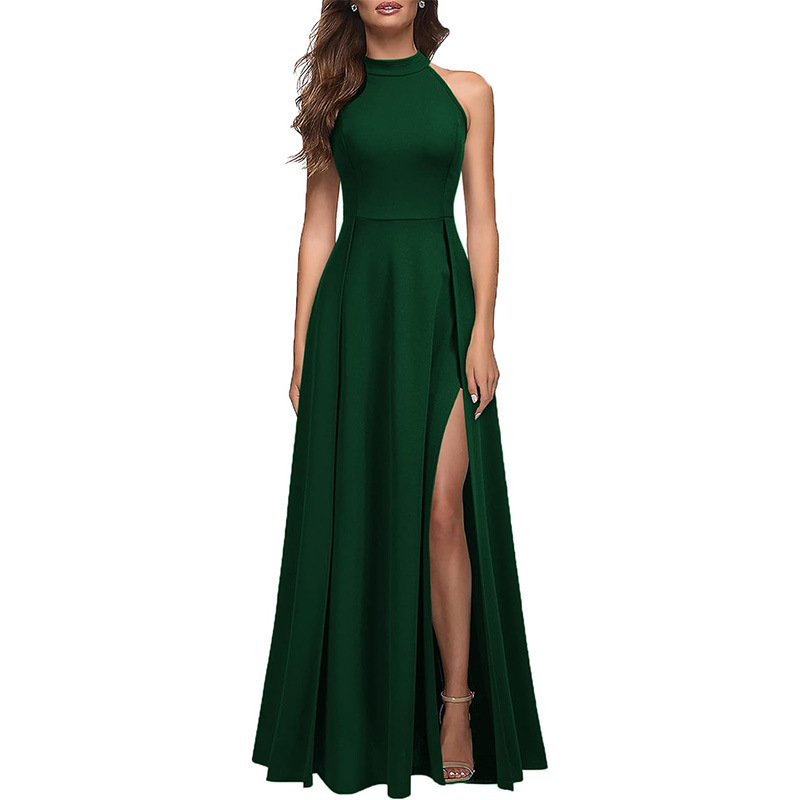 Women's Halter Neck High Slit Long Cocktail Evening Dress