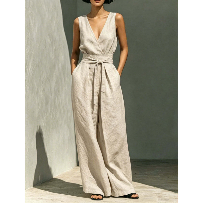 Women's Sleeveless Tank Top and High-Waist Wide-Leg Pants Two-Piece Set