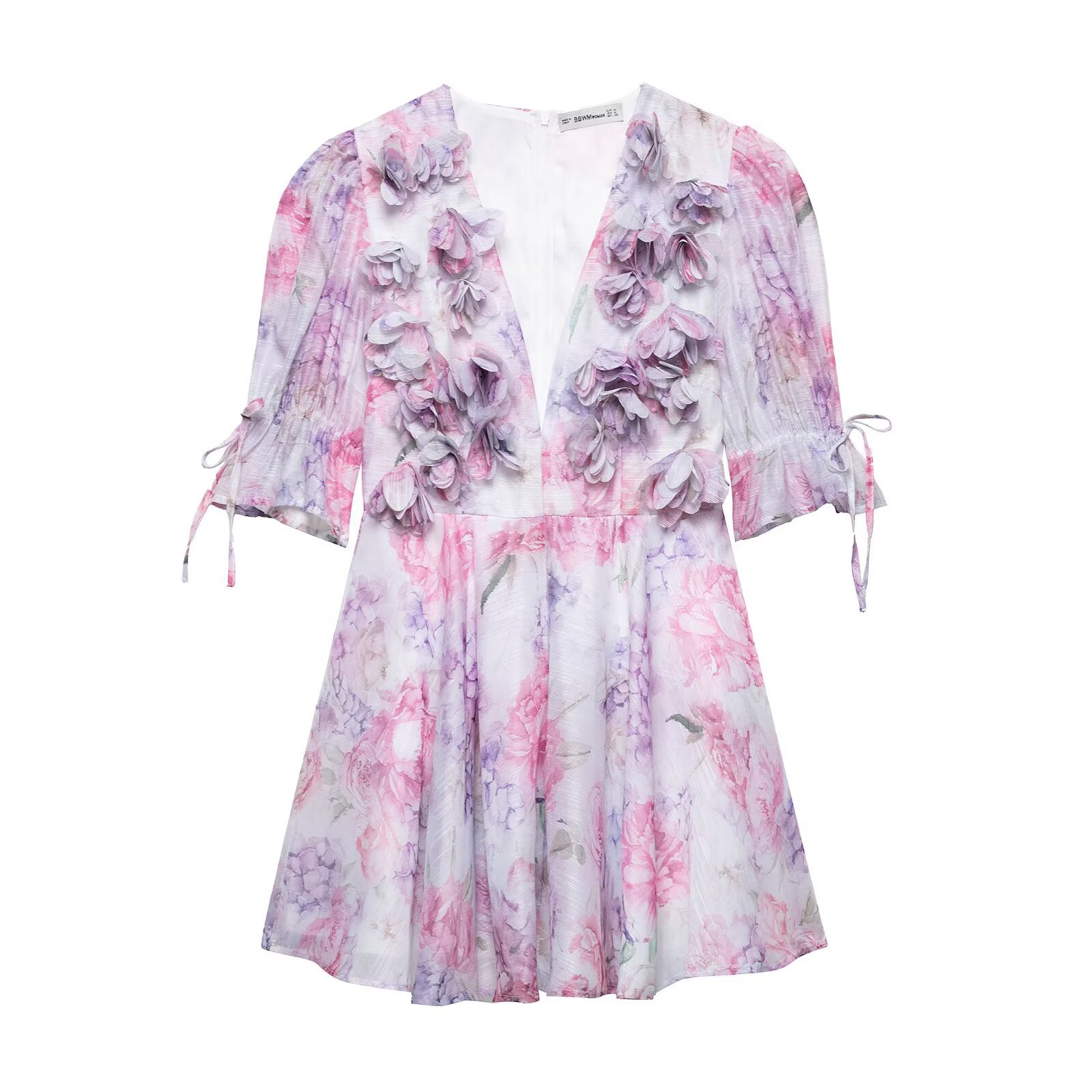 Women's Short Sleeve Chiffon Floral Dress