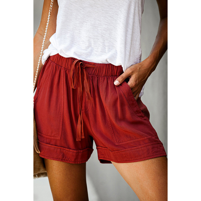 Women's High-Waist Wide-Leg Drawstring Shorts Casual Summer