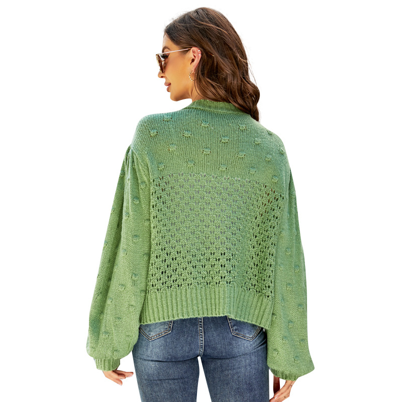 Women's Round Neck Mohair Cardigan Sweater