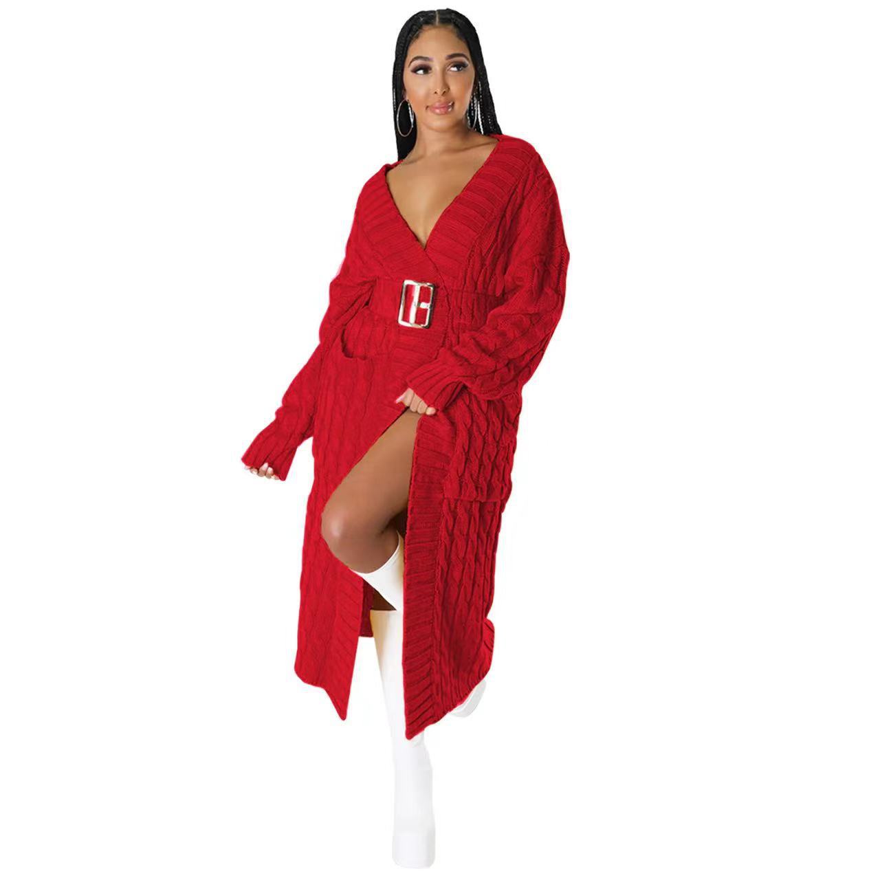 Cable-Knit Open-Front Long Cardigan with Pockets