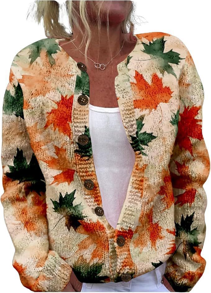 Women's Winter Graphic Print Faux Sweater Cardigan with Button Front