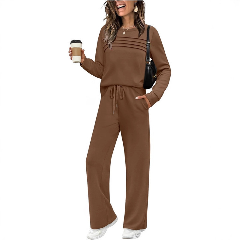 Women's Casual Long Sleeve Top and Pants Two-Piece Set