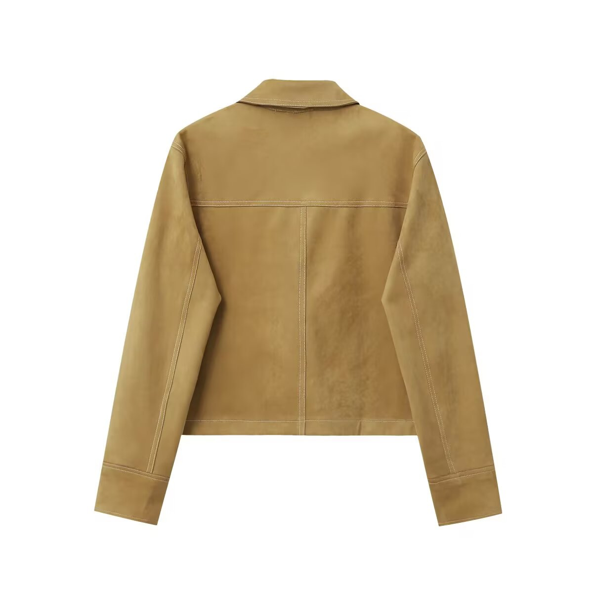 Women's Retro Lapel Jacket Cotton-Linen Solid Yellow