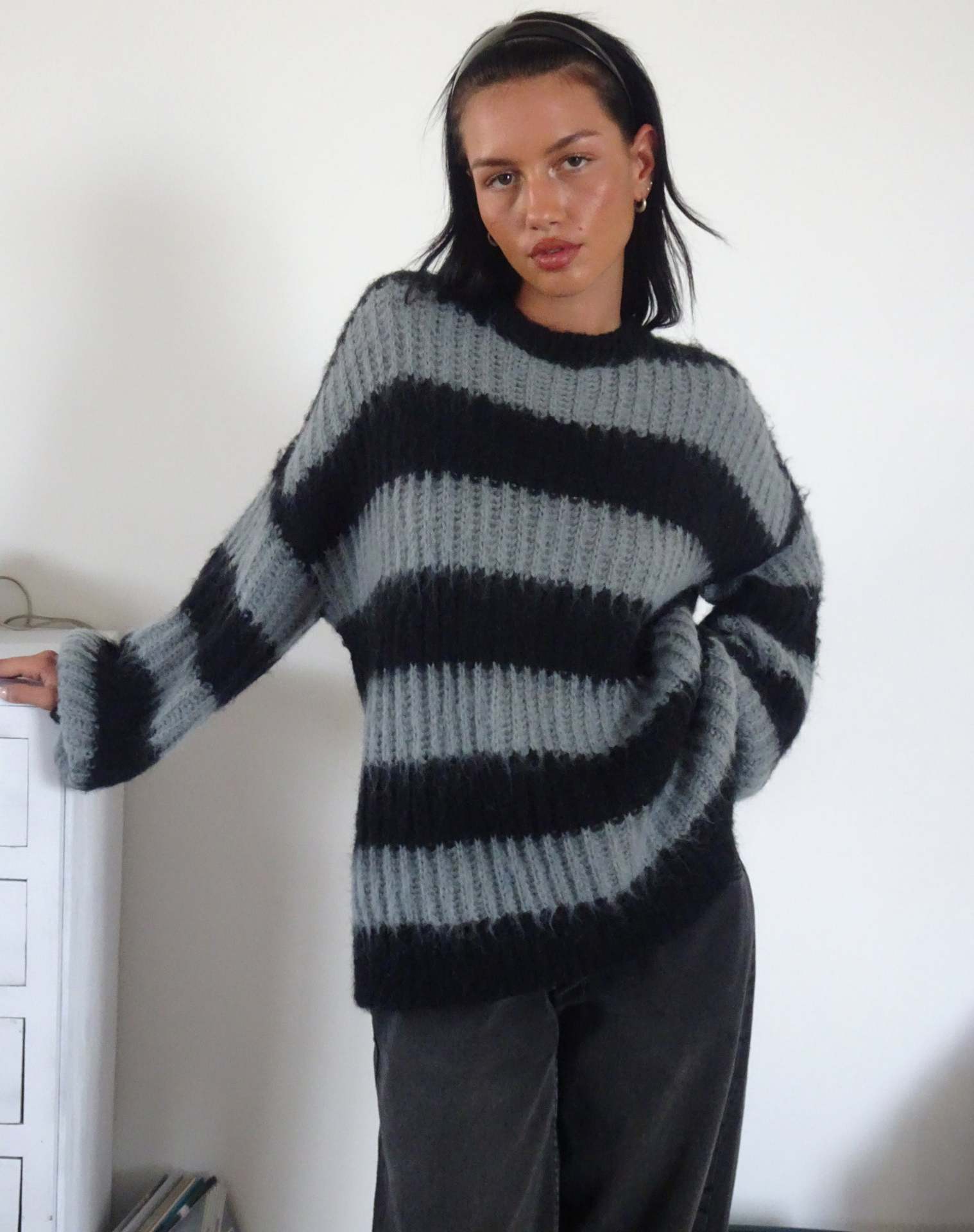 Women's Striped Crewneck Pullover Knit Sweater
