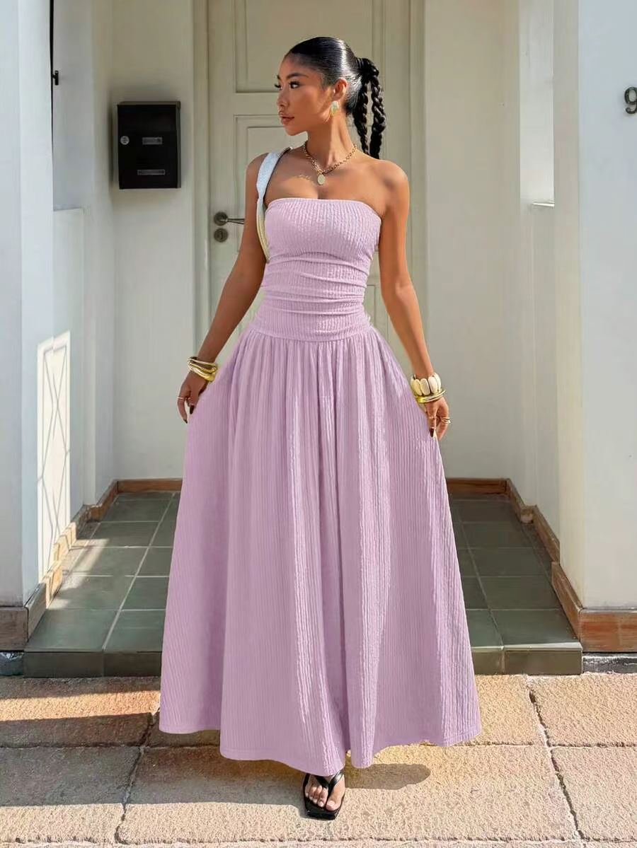 Women's Sleeveless Strapless Bodycon Midi Dress