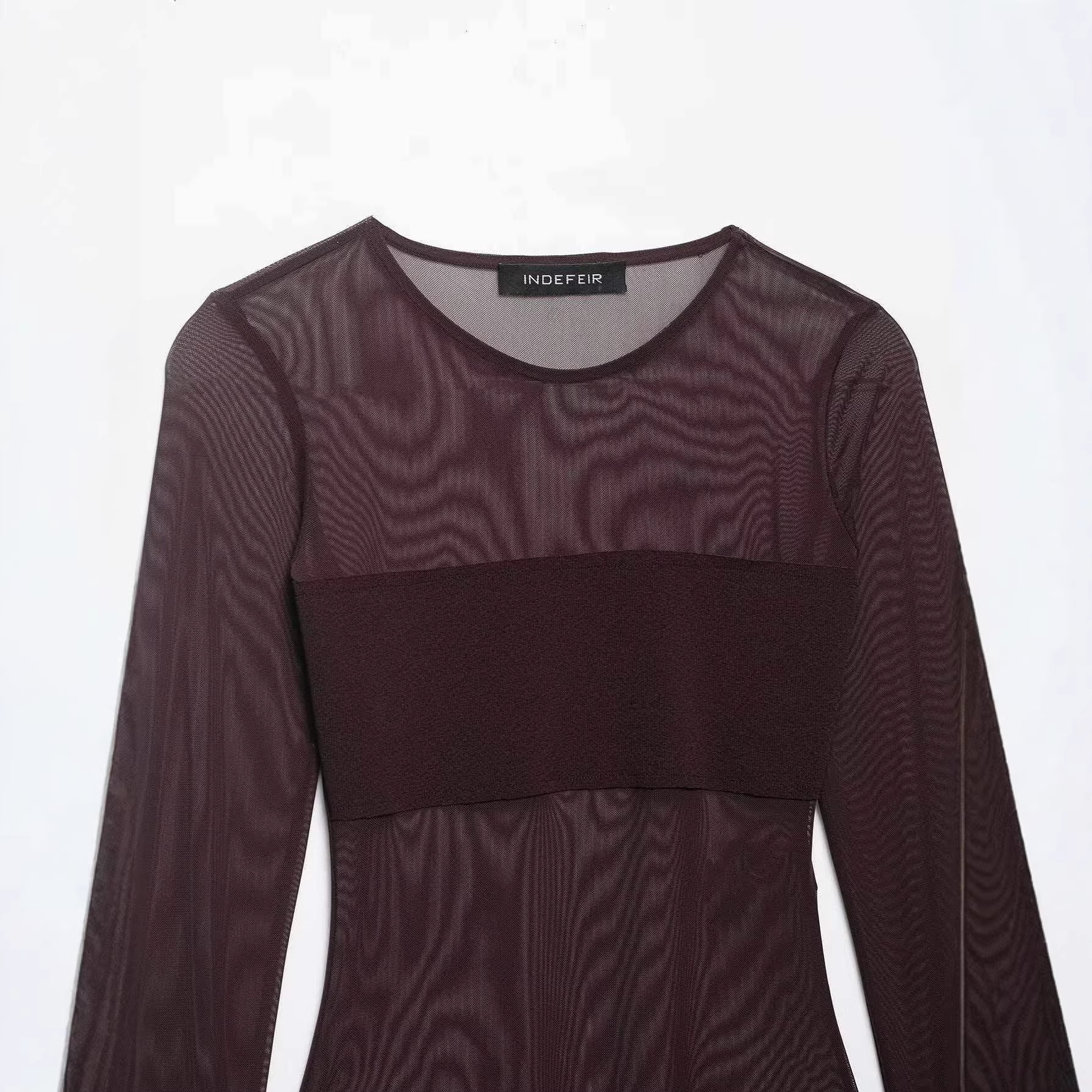 Women's Sheer Mesh Long Sleeve Bodysuit